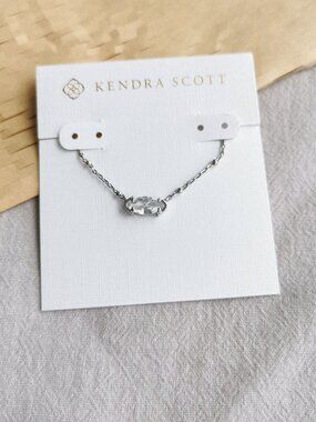 Kendra Scott Genevieve White Crystal Satellite Pendant Necklace Silver